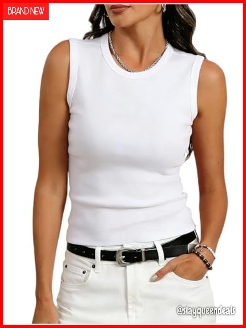 Premium Cotton Tank Top Sleeveless Fitted Crop Basic Top Women